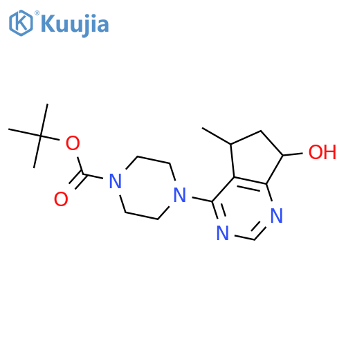 tert-Butyl 4-((5R,7S)-7-hydroxy-5-methyl-6,7-dihydro-5H-cyclopenta[d]pyrimidin-4-yl)piperazine-1-carboxylate structure