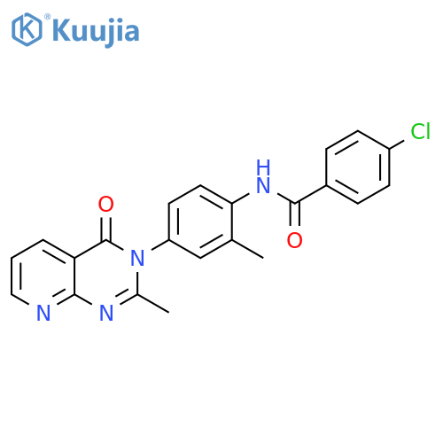 4-chloro-N-(2-methyl-4-{2-methyl-4-oxo-3H,4H-pyrido[2,3-d]pyrimidin-3-yl}phenyl)benzamide structure