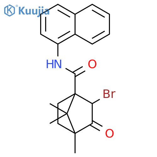 2-bromo-4,7,7-trimethyl-N-(naphthalen-1-yl)-3-oxobicyclo[2.2.1]heptane-1-carboxamide structure