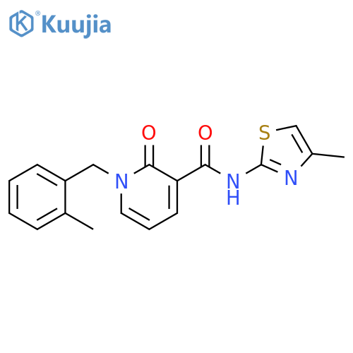 N-(4-methyl-1,3-thiazol-2-yl)-1-[(2-methylphenyl)methyl]-2-oxo-1,2-dihydropyridine-3-carboxamide structure