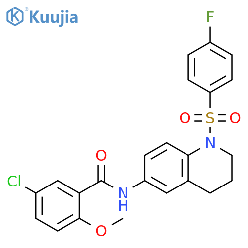 5-chloro-N-[1-(4-fluorobenzenesulfonyl)-1,2,3,4-tetrahydroquinolin-6-yl]-2-methoxybenzamide structure
