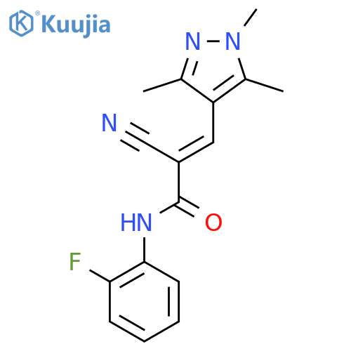 2-cyano-N-(2-fluorophenyl)-3-(1,3,5-trimethyl-1H-pyrazol-4-yl)prop-2-enamide structure