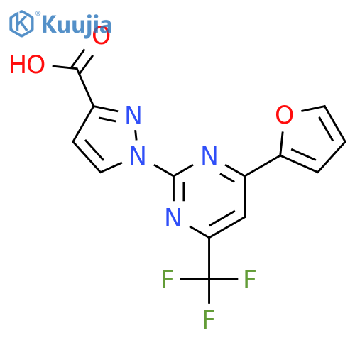 <br>1-(4-Furan-2-yl-6-trifluoromethyl-pyrimidin-2-yl)-1H-pyrazole-3-carboxylic acid structure