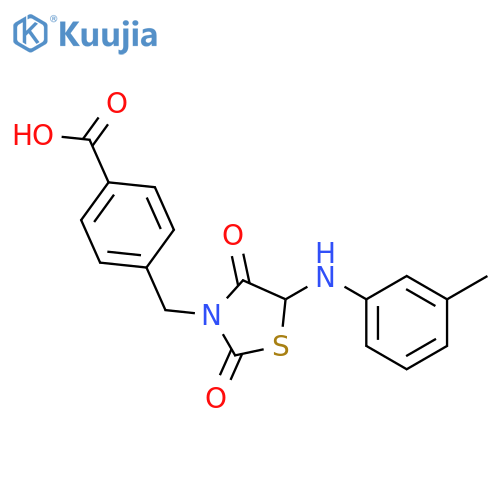 4-({5-[(3-methylphenyl)amino]-2,4-dioxo-1,3-thiazolidin-3-yl}methyl)benzoic acid structure
