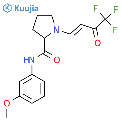 N-(3-methoxyphenyl)-1-[(1E)-4,4,4-trifluoro-3-oxobut-1-en-1-yl]pyrrolidine-2-carboxamide structure