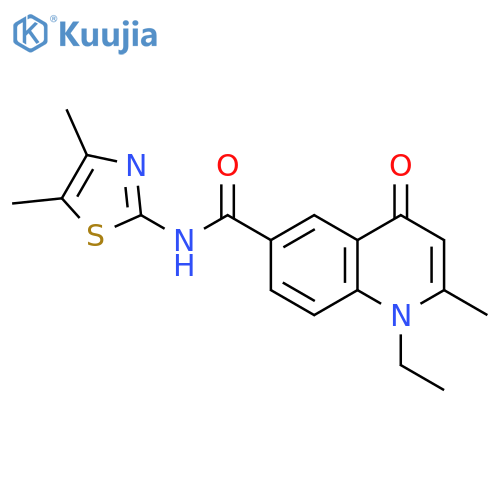 N-(4,5-dimethyl-1,3-thiazol-2-yl)-1-ethyl-2-methyl-4-oxo-1,4-dihydroquinoline-6-carboxamide structure