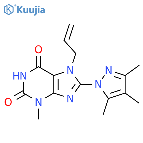 3-Methyl-7-prop-2-enyl-8-(3,4,5-trimethylpyrazolyl)-1,3,7-trihydropurine-2,6-d ione structure