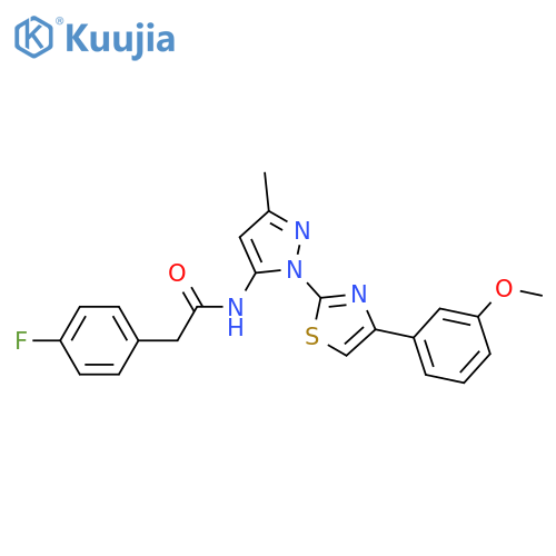 2-(4-fluorophenyl)-N-{1-[4-(3-methoxyphenyl)-1,3-thiazol-2-yl]-3-methyl-1H-pyrazol-5-yl}acetamide structure