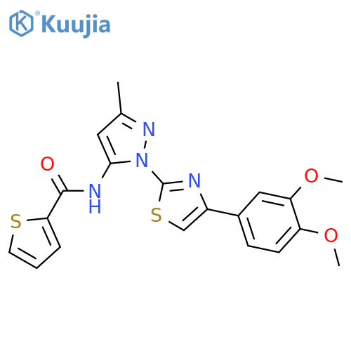 N-{1-[4-(3,4-dimethoxyphenyl)-1,3-thiazol-2-yl]-3-methyl-1H-pyrazol-5-yl}thiophene-2-carboxamide structure