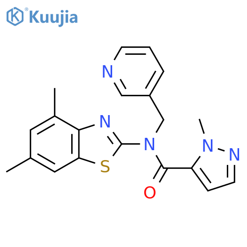 N-(4,6-dimethyl-1,3-benzothiazol-2-yl)-1-methyl-N-[(pyridin-3-yl)methyl]-1H-pyrazole-5-carboxamide structure