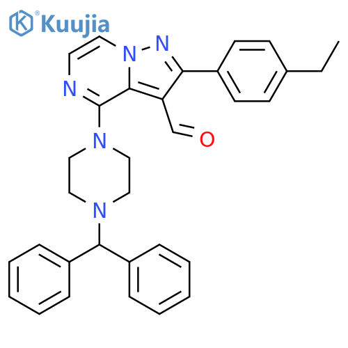 4-[4-(diphenylmethyl)piperazin-1-yl]-2-(4-ethylphenyl)pyrazolo[1,5-a]pyrazine-3-carbaldehyde structure