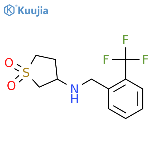 3-({[2-(trifluoromethyl)phenyl]methyl}amino)-1lambda6-thiolane-1,1-dione structure