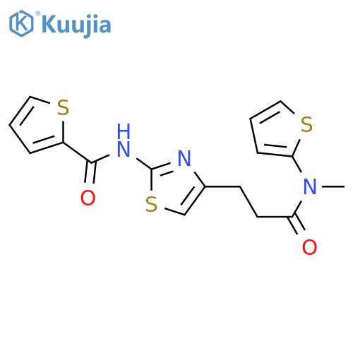 N-[4-(2-{[(thiophen-2-yl)methyl]carbamoyl}ethyl)-1,3-thiazol-2-yl]thiophene-2-carboxamide structure