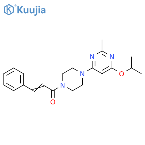 (2E)-1-{4-[2-methyl-6-(propan-2-yloxy)pyrimidin-4-yl]piperazin-1-yl}-3-phenylprop-2-en-1-one structure