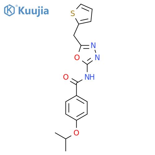 4-(propan-2-yloxy)-N-{5-[(thiophen-2-yl)methyl]-1,3,4-oxadiazol-2-yl}benzamide structure