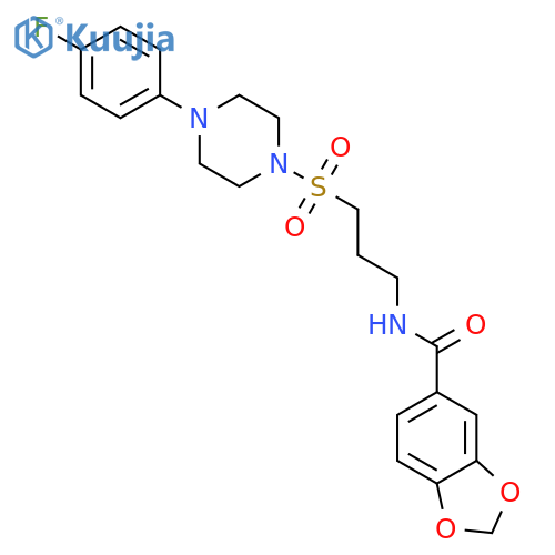 N-(3-{[4-(4-fluorophenyl)piperazin-1-yl]sulfonyl}propyl)-2H-1,3-benzodioxole-5-carboxamide structure