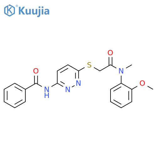 N-{6-[({[(2-methoxyphenyl)methyl]carbamoyl}methyl)sulfanyl]pyridazin-3-yl}benzamide structure