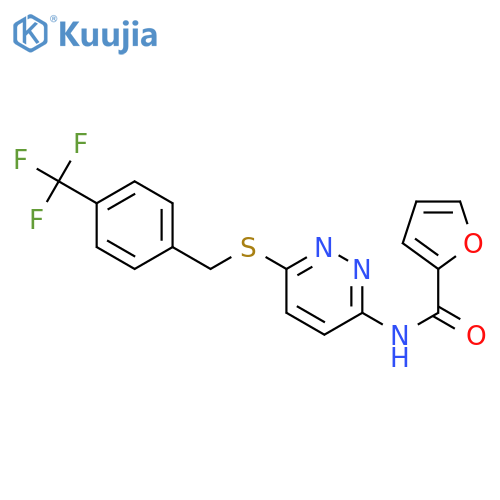 N-[6-({[4-(trifluoromethyl)phenyl]methyl}sulfanyl)pyridazin-3-yl]furan-2-carboxamide structure
