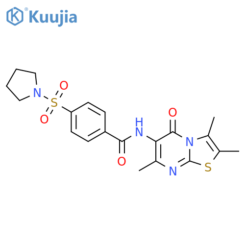 4-(pyrrolidine-1-sulfonyl)-N-{2,3,7-trimethyl-5-oxo-5H-[1,3]thiazolo[3,2-a]pyrimidin-6-yl}benzamide structure