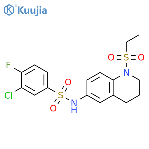 3-chloro-N-[1-(ethanesulfonyl)-1,2,3,4-tetrahydroquinolin-6-yl]-4-fluorobenzene-1-sulfonamide structure