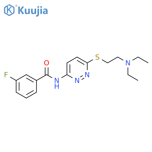 N-(6-{[2-(diethylamino)ethyl]sulfanyl}pyridazin-3-yl)-3-fluorobenzamide structure