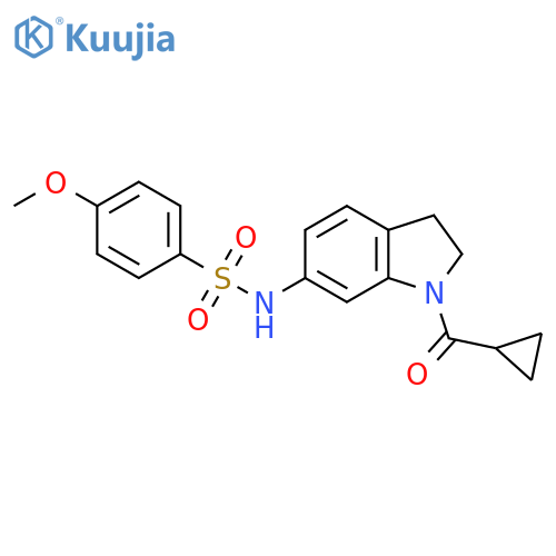 N-(1-cyclopropanecarbonyl-2,3-dihydro-1H-indol-6-yl)-4-methoxybenzene-1-sulfonamide structure