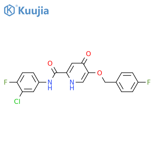 N-(3-chloro-4-fluorophenyl)-5-[(4-fluorophenyl)methoxy]-4-oxo-1,4-dihydropyridine-2-carboxamide structure