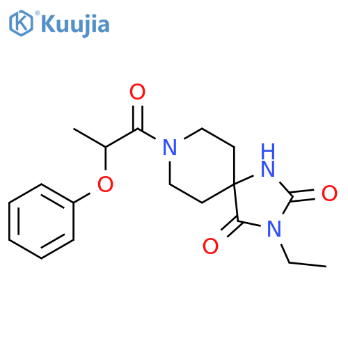 3-ethyl-8-(2-phenoxypropanoyl)-1,3,8-triazaspiro[4.5]decane-2,4-dione structure