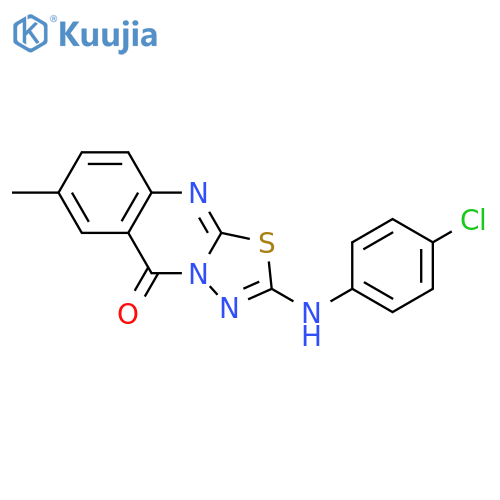 2-[(4-chlorophenyl)amino]-7-methyl-5H-[1,3,4]thiadiazolo[2,3-b]quinazolin-5-one structure