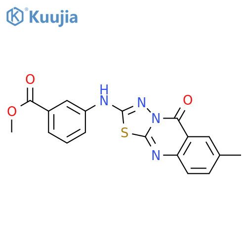 methyl 3-({7-methyl-5-oxo-5H-[1,3,4]thiadiazolo[2,3-b]quinazolin-2-yl}amino)benzoate structure