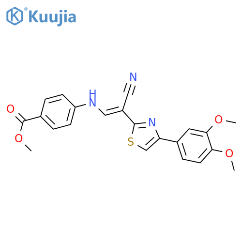 methyl 4-{[(1E)-2-cyano-2-[4-(3,4-dimethoxyphenyl)-1,3-thiazol-2-yl]eth-1-en-1-yl]amino}benzoate structure
