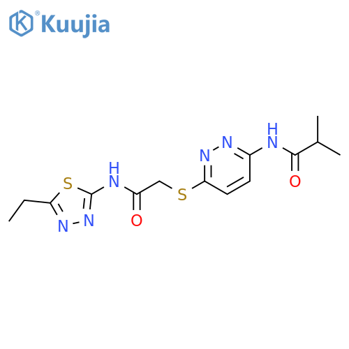 N-[6-({[(5-ethyl-1,3,4-thiadiazol-2-yl)carbamoyl]methyl}sulfanyl)pyridazin-3-yl]-2-methylpropanamide structure