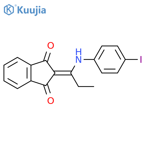 2-[1-(4-iodoanilino)propylidene]indene-1,3-dione structure
