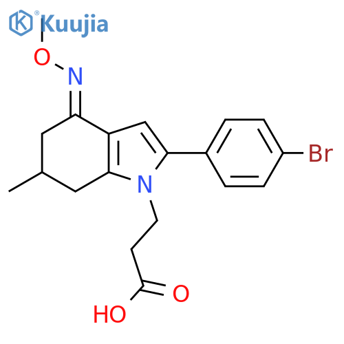 3-(4-(O-Methyloxime)-2-(4-bromophenyl)-6-methyl-5,6,7-trihydroindolyl)propanoic acid structure