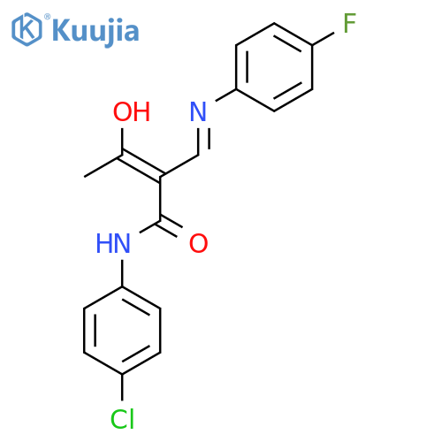 (E)-N-(4-Chlorophenyl)-2-[(4-fluorophenyl)iminomethyl]-3-hydroxybut-2-enamide structure