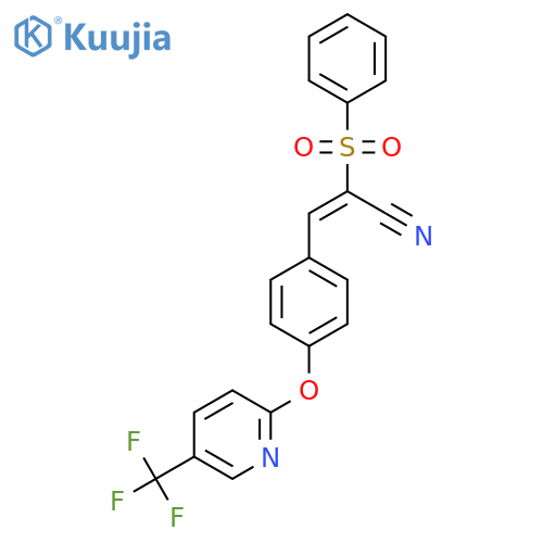 (2E)-2-(Benzenesulfonyl)-3-(4-{[5-(trifluoromethyl)pyridin-2-yl]oxy}phenyl)prop-2-enenitrile structure