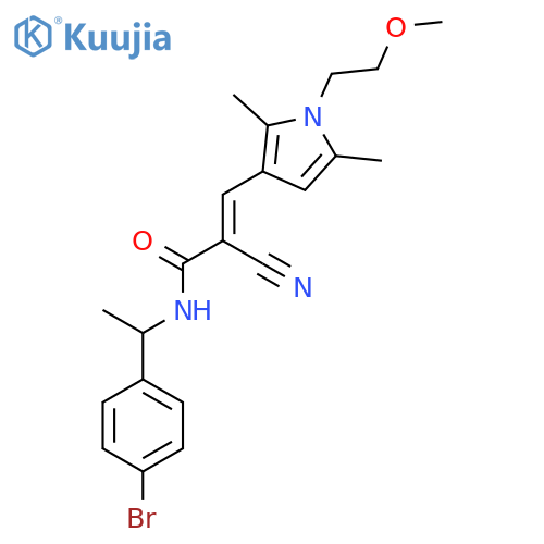 N-[1-(4-bromophenyl)ethyl]-2-cyano-3-[1-(2-methoxyethyl)-2,5-dimethyl-1H-pyrrol-3-yl]prop-2-enamide structure