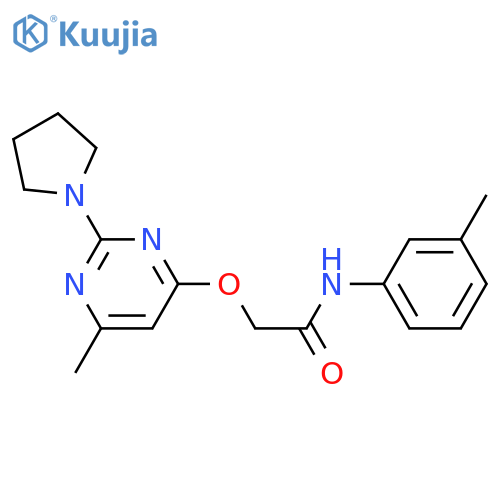 2-{[6-methyl-2-(pyrrolidin-1-yl)pyrimidin-4-yl]oxy}-N-(3-methylphenyl)acetamide structure