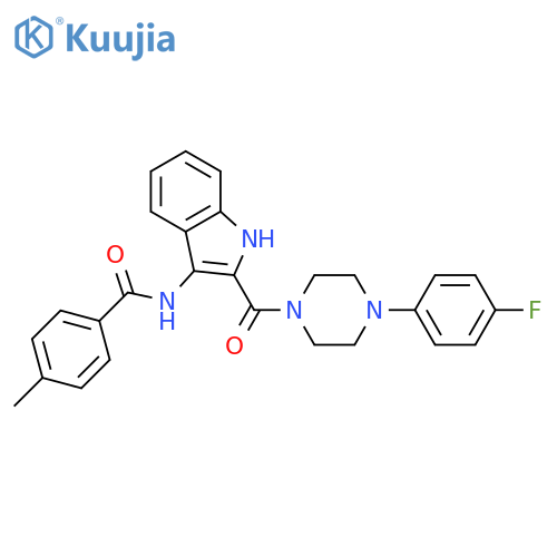 N-{2-[4-(4-fluorophenyl)piperazine-1-carbonyl]-1H-indol-3-yl}-4-methylbenzamide structure