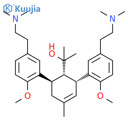 3-Cyclohexene-1-methanol,2,6-bis[5-[2-(dimethylamino)ethyl]-2-methoxyphenyl]-a,a,4-trimethyl-, (1R,2S,6S)-rel- structure