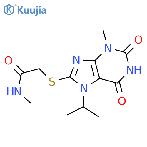 N-methyl-2-{[3-methyl-2,6-dioxo-7-(propan-2-yl)-2,3,6,7-tetrahydro-1H-purin-8-yl]sulfanyl}acetamide structure