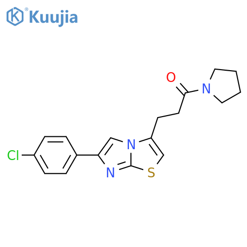 3-[6-(4-chlorophenyl)imidazo[2,1-b][1,3]thiazol-3-yl]-1-(pyrrolidin-1-yl)propan-1-one structure