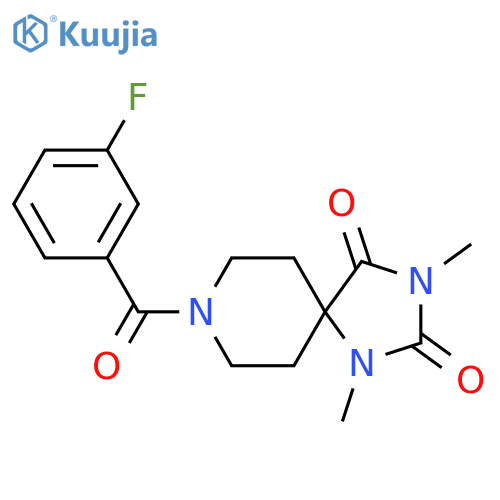 8-(3-fluorobenzoyl)-1,3-dimethyl-1,3,8-triazaspiro[4.5]decane-2,4-dione structure