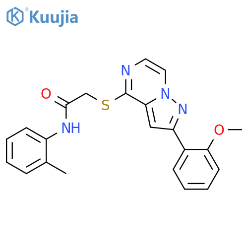 2-{[2-(2-methoxyphenyl)pyrazolo[1,5-a]pyrazin-4-yl]sulfanyl}-N-(2-methylphenyl)acetamide structure