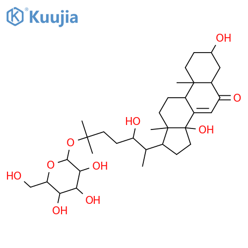 Cholest-7-en-6-one, 25-(β-D-glucopyranosyloxy)-3,14,22-trihydroxy-, (3β,5β,22R)- structure