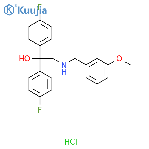 1,1-Bis(4-fluorophenyl)-2-{[(3-methoxyphenyl)methyl]amino}ethan-1-ol hydrochloride structure