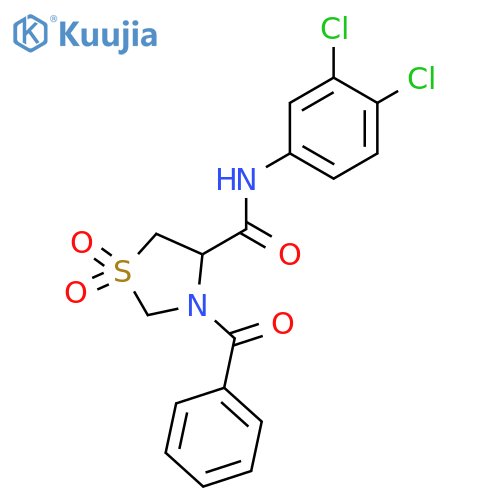 3-benzoyl-N-(3,4-dichlorophenyl)-1,1-dioxo-1lambda6,3-thiazolidine-4-carboxamide structure