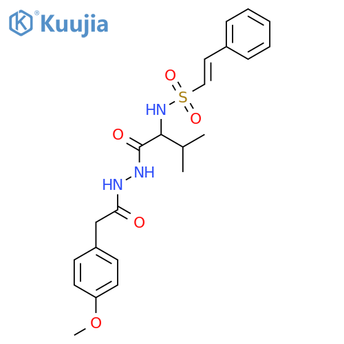 N-(1-{N'-[2-(4-methoxyphenyl)acetyl]hydrazinecarbonyl}-2-methylpropyl)-2-phenylethene-1-sulfonamide structure