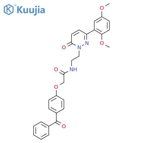 2-(4-benzoylphenoxy)-N-{2-[3-(2,5-dimethoxyphenyl)-6-oxo-1,6-dihydropyridazin-1-yl]ethyl}acetamide structure