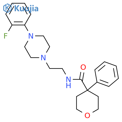 N-{2-[4-(2-fluorophenyl)piperazin-1-yl]ethyl}-4-phenyloxane-4-carboxamide structure